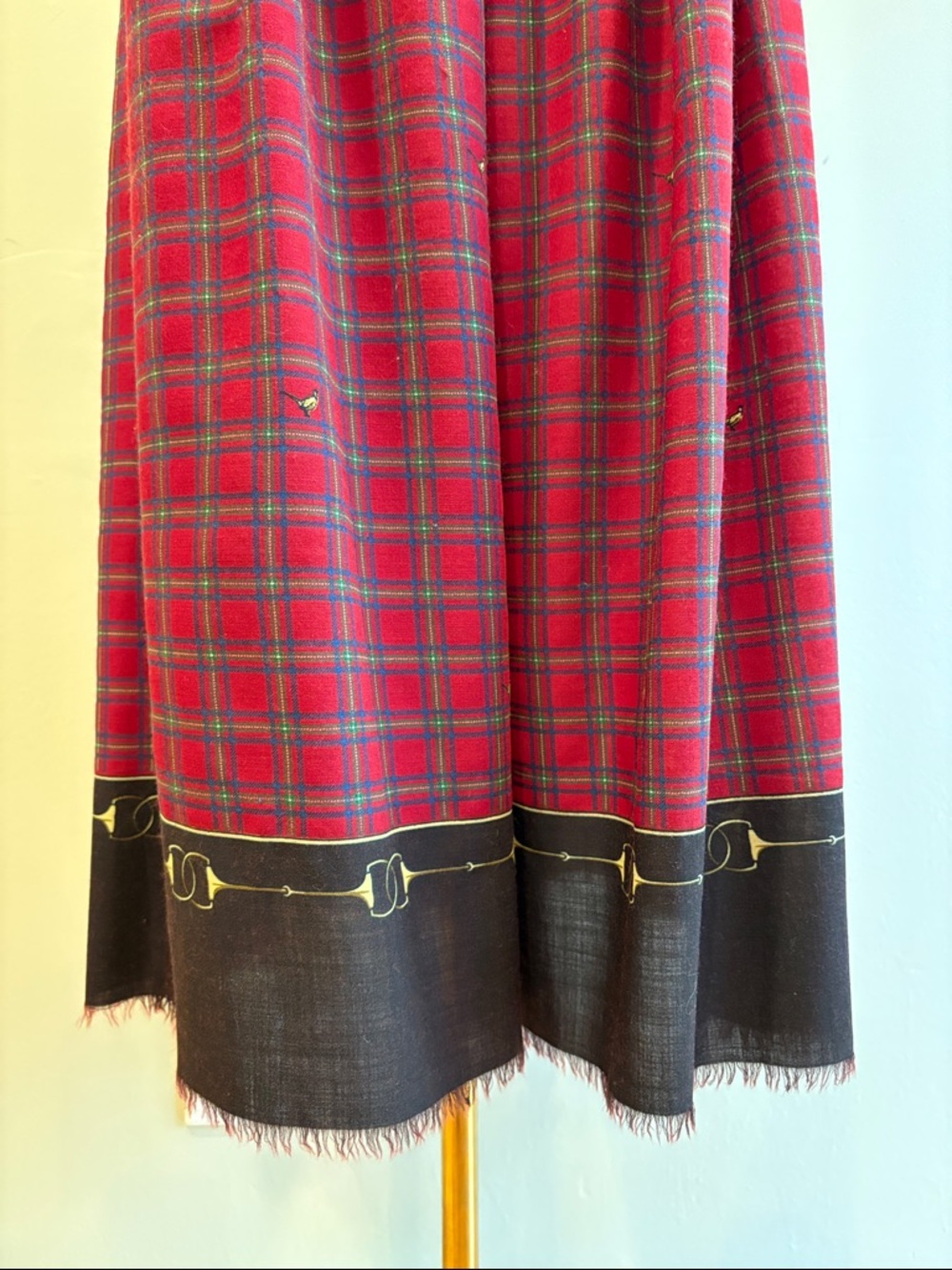 Vintage Ralph Lauren Red Plaid Wool Pheasant Equestrian Maxi Skirt size 12 - Picture 4 of 13